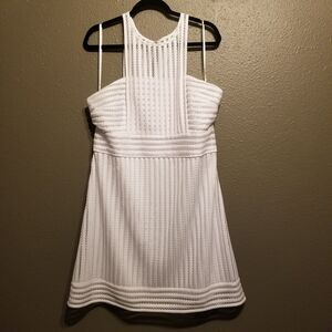 Lilly Pulitzer XL Dress Rae Shift White Crochet Stripe Lace Above Knee Preppy